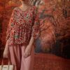 Áo nhung hoa dúm eo Pink Floral 1