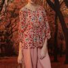 Áo nhung hoa dúm eo Pink Floral 5