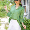 Áo sơ mi nữ cổ tàu Green 2