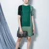 Váy đầm nhung phối 3 màu Green 1