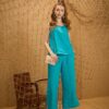 Quần xẻ gấu, cạp chun sau Turquoise 2