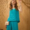 Quần xẻ gấu, cạp chun sau Turquoise 4