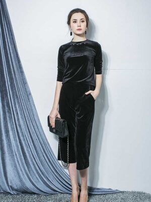 Quần nhung bộ áo oze Black 1