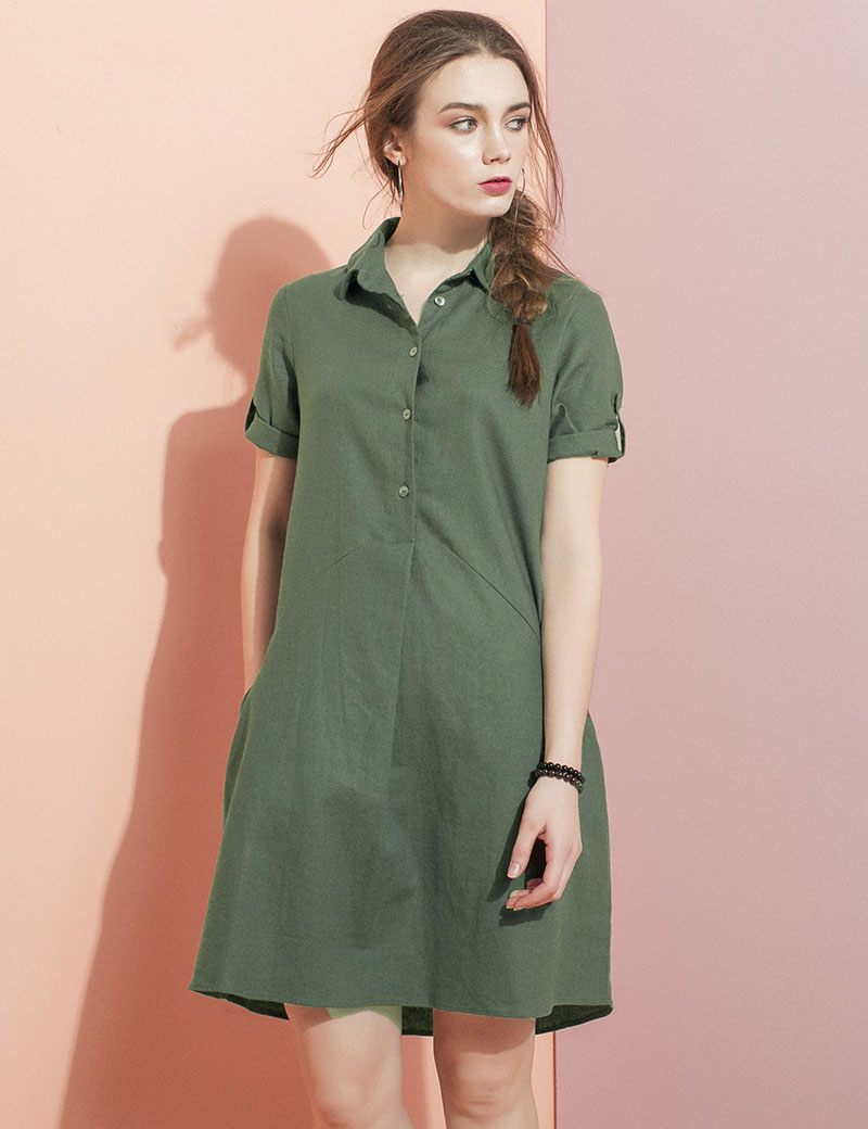 Đầm linen dáng sơ mi