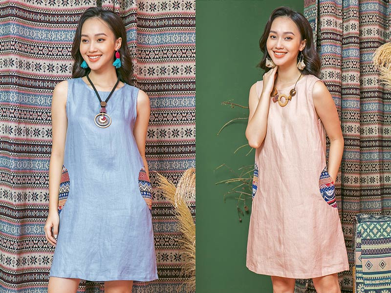 Diện đầm linen dáng suông trông nàng cá tính hơn