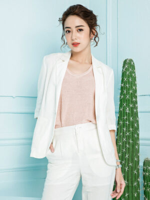Áo blazer túi ốp White 3