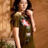 Váy đầm nhung thêu hoa Olive -2