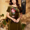 Váy đầm nhung thêu hoa Olive -3