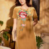 Váy đầm nhung thêu hoa Yellow -1