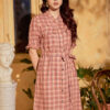 Váy đầm sơ mi 2 túi ngực Pink 2