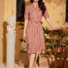 Váy đầm sơ mi 2 túi ngực Pink 3