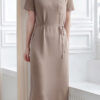 Váy đầm len tay cộc túi ngực Beige 1