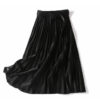 Chân váy dập ly kèm đai Black 1