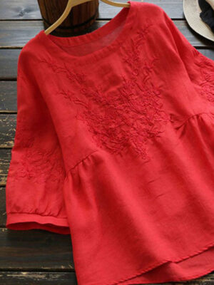 Áo babydoll thêu ngực Red