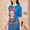 Áo dài vẽ tay cô gái dân tộc Blue 2