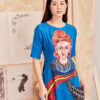 Áo dài vẽ tay cô gái dân tộc Blue 3