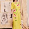 Bộ áo dài vẽ tay vẽ hoa Yellow 3