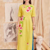 Bộ áo dài vẽ tay vẽ hoa Yellow 5