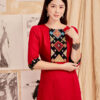 Áo dài phối thổ cẩm Red 3