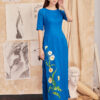 Áo dài vẽ tay hoa cúc Blue 6