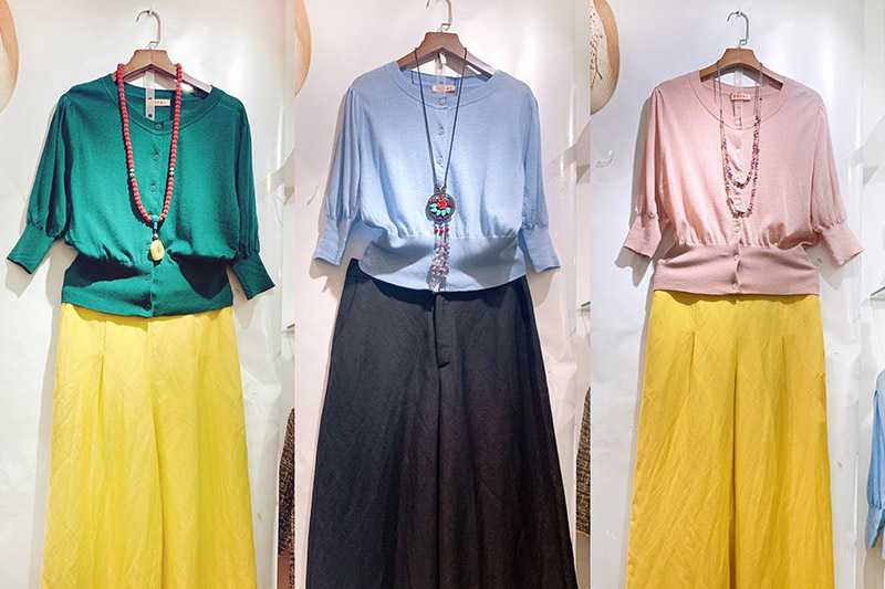 phối áo len mỏng với quần âu hay quần culottes