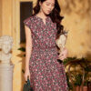 Đầm hoa chun eo Black Floral 4