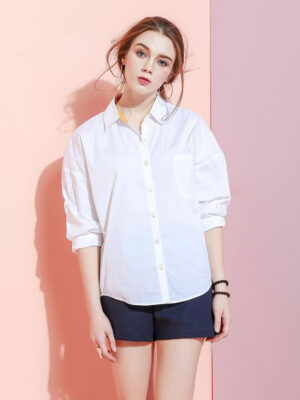 Áo sơ mi lé chân cổ White