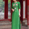 Bộ áo dài thêu hoa Green 3