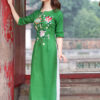 Bộ áo dài thêu hoa Green 4