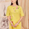 Bộ áo dài vẽ tay vẽ hoa Yellow 4