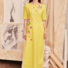 Bộ áo dài vẽ tay vẽ hoa Yellow 5