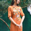 Bộ áo dài thêu hoa Orange 2