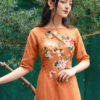 Bộ áo dài thêu hoa Orange 3