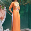 Bộ áo dài thêu hoa Orange 1