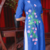 Bộ áo dài vẽ tay vẽ hoa Blue 1