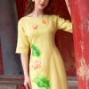 Bộ áo dài vẽ tay vẽ hoa Yellow 2