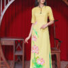 Bộ áo dài vẽ tay vẽ hoa Yellow 3