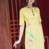 Bộ áo dài vẽ tay vẽ hoa Yellow 5