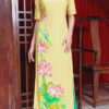 Bộ áo dài vẽ tay vẽ hoa Yellow 1