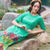Bộ áo dài vẽ tay vẽ phố Green 2