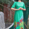 Bộ áo dài vẽ tay vẽ phố Green 3