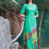 Bộ áo dài vẽ tay vẽ phố Green 4
