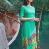 Bộ áo dài vẽ tay vẽ phố Green 1