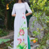 Bộ áo dài vẽ tay hoa sen White 1
