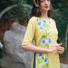 Bộ áo dài vẽ tay vẽ hoa Yellow 2