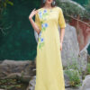 Bộ áo dài vẽ tay vẽ hoa Yellow 3