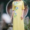 Bộ áo dài vẽ tay vẽ hoa Yellow 4