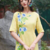Bộ áo dài vẽ tay vẽ hoa Yellow 1