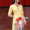 Bộ áo dài vẽ tay cô gái dân tộc Yellow 2