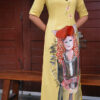 Bộ áo dài vẽ tay cô gái dân tộc Yellow 3